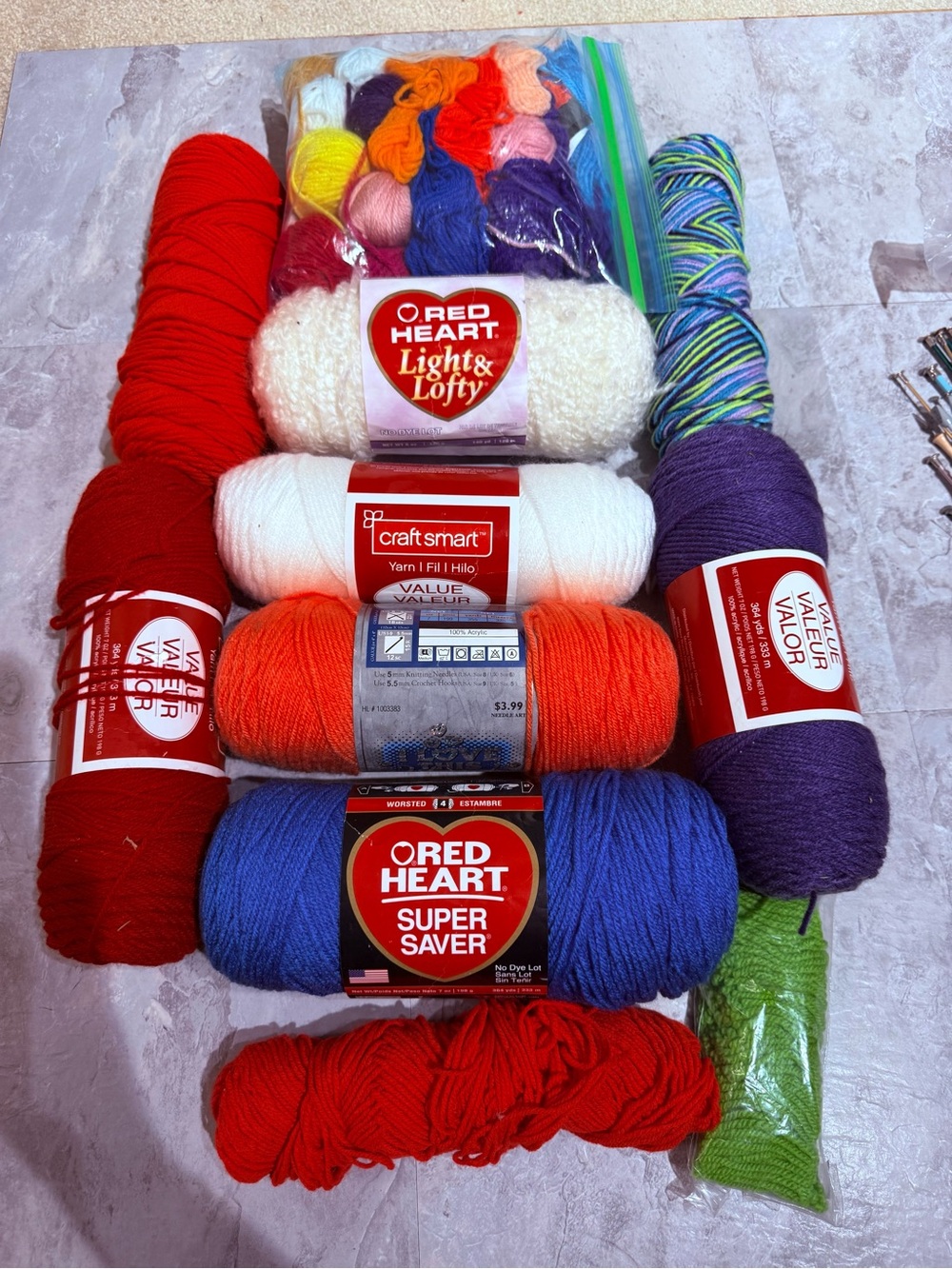 Destash Yarn Lot - Red Heart, Craft Smart & More (Mixed Brands/Weights) 5 lbs